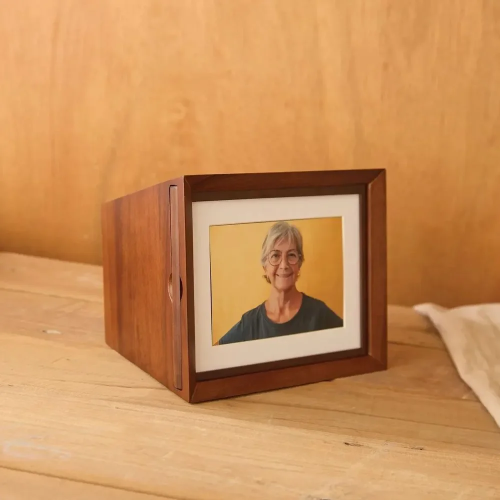 Aspenstudio Walnut Photo Urn for Human Cremation with Picture Frame MSRP $109.99